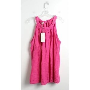 NWT Bellambra made in Italy 100% linen top Barbie pink 3X plus size new coastal